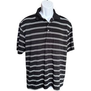 Mens George Black & White Striped Dry Fit Easy Care Polo Shirt - Sz M